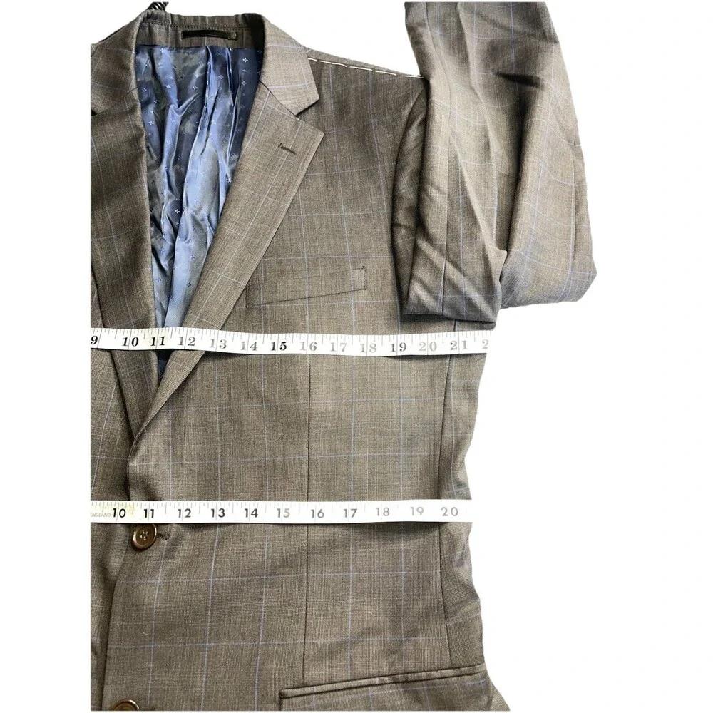 NWOT Combatant Gentleman Mens 44L Blazer Windowpane Check Slim Wool Sport Coat